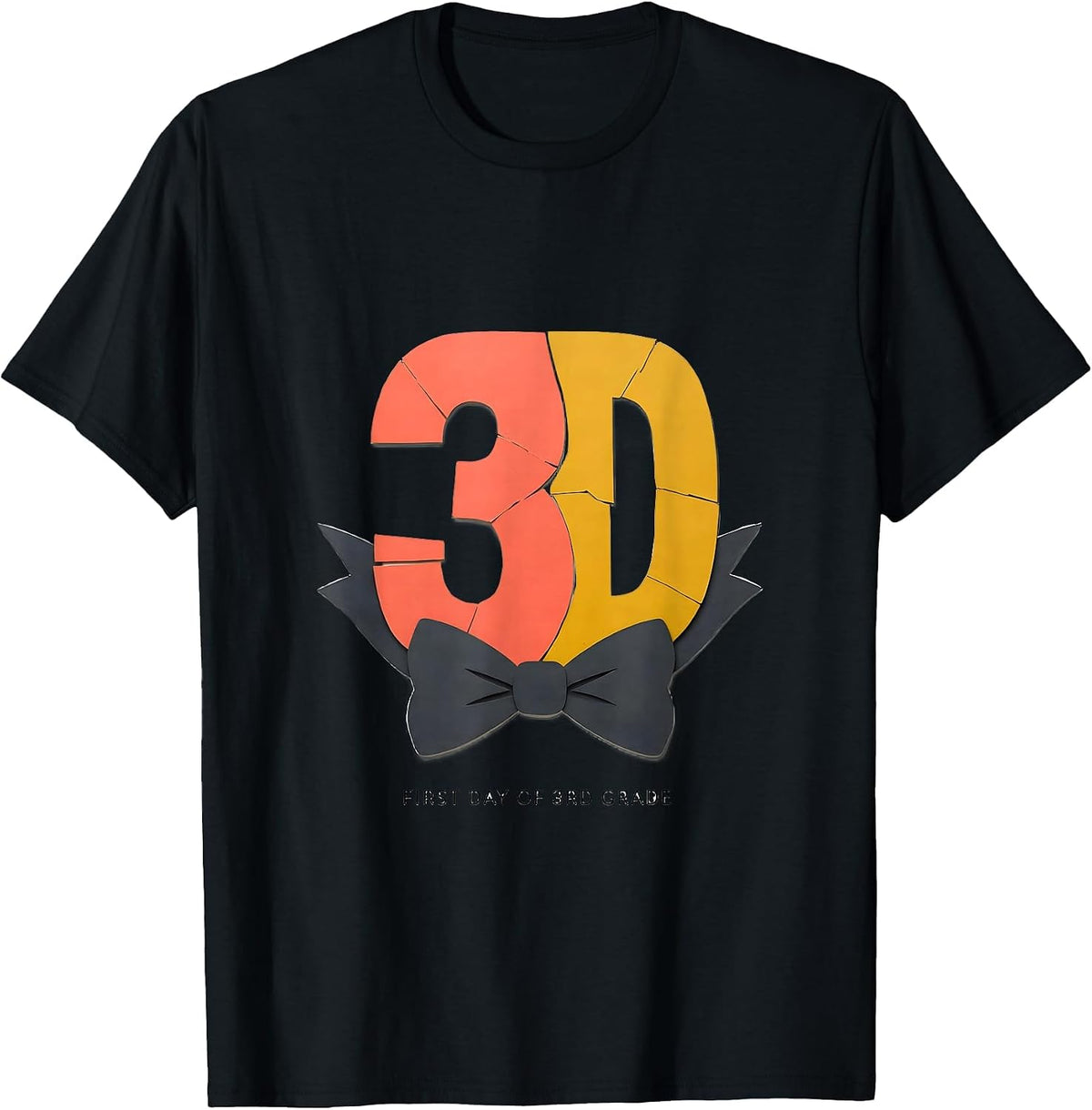 Men's First Day Of 3rd Grade Midcentury Modern Coquette Bow Back T-Shirt - Black