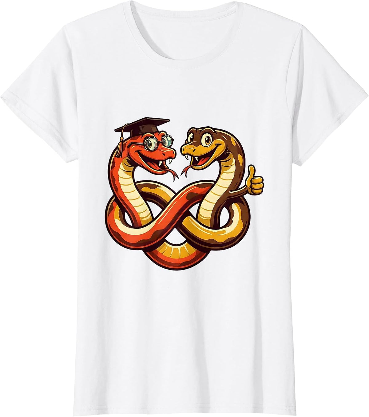 Women's Math Teacher Infinity Snake Ouroboros Design T-Shirt - White