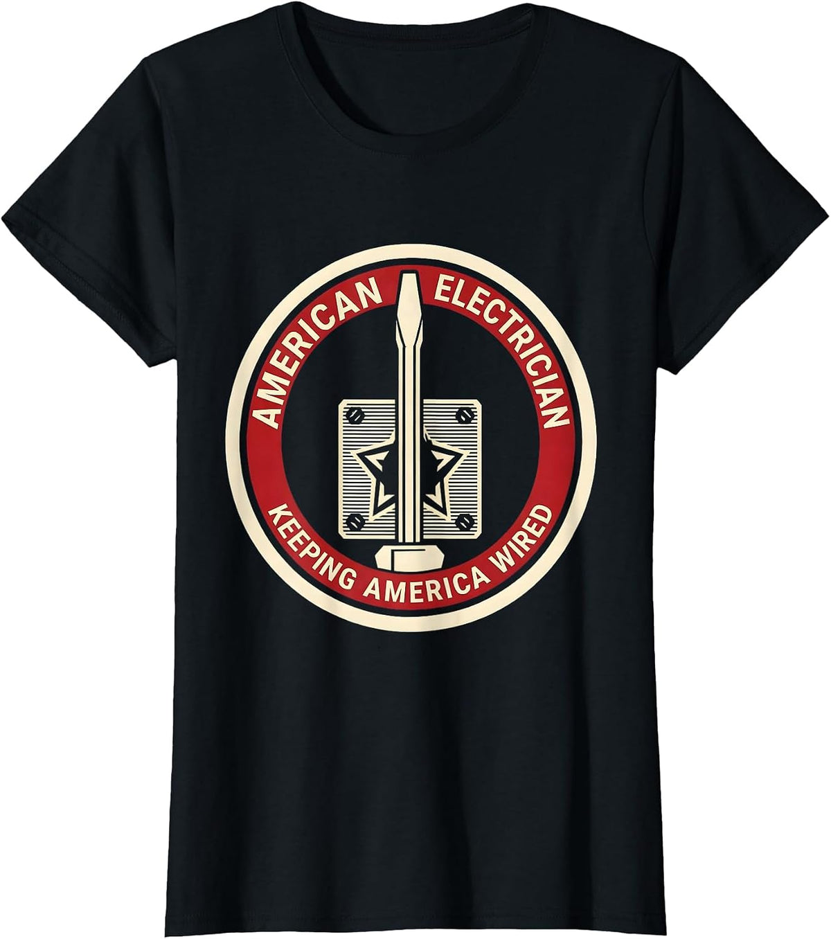 Women's American Electrician, Keeping America Wired Electrician T-Shirt - Black