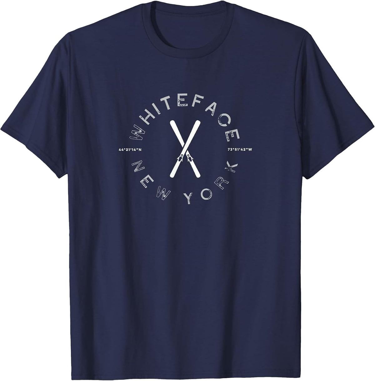 Whiteface Mountain NY Ski Graphic Vintage Retro T-Shirt - Navy Blue