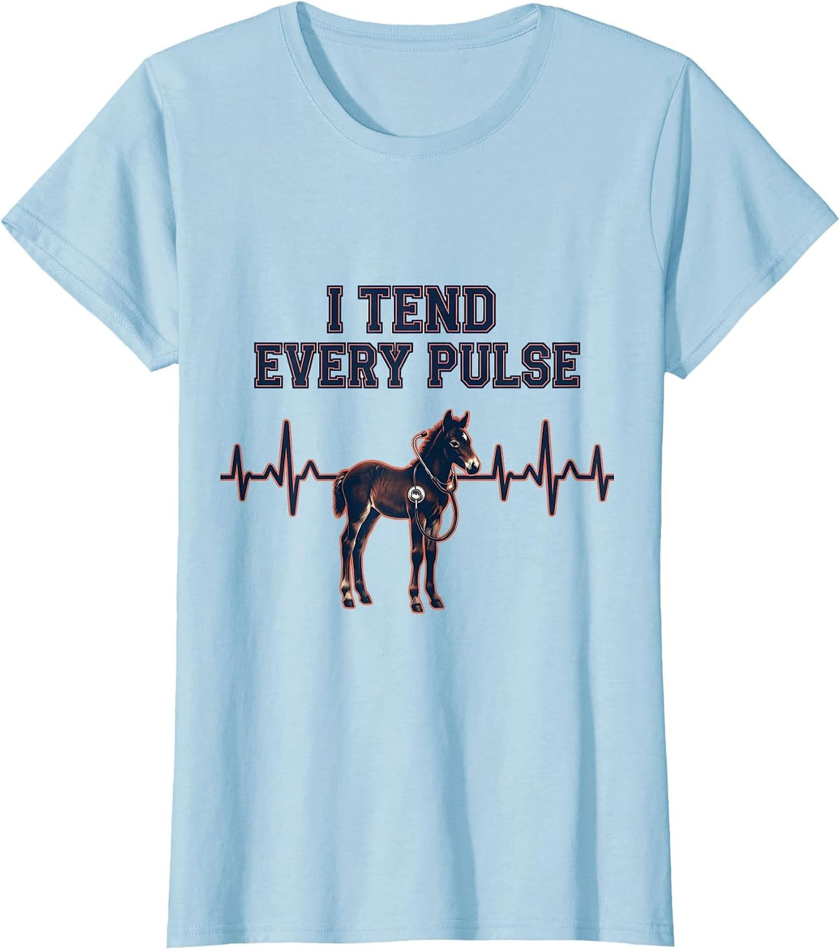 I Tend Every Pulse Veterinary Tech Vet Halloween Occupation T-Shirt - Baby Blue