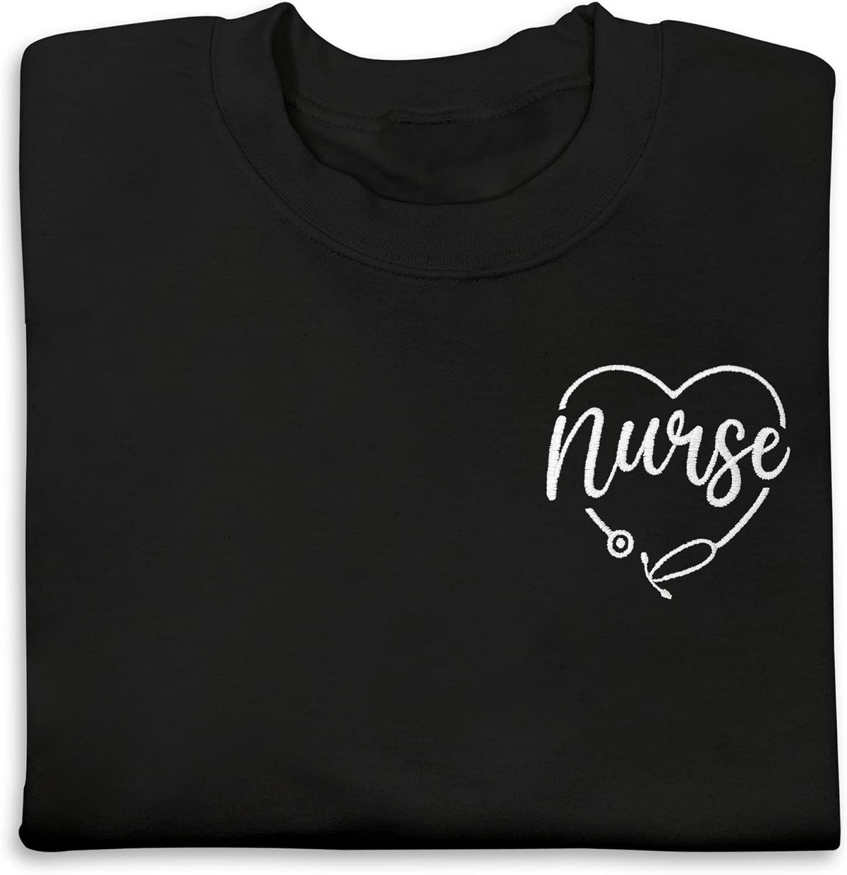 NACRE APPAREL Custom Nurse Sweatshirt Personalized Stethescope Heart Sweatshirt Medic Hero Nurse Life Sweatshirt - Black
