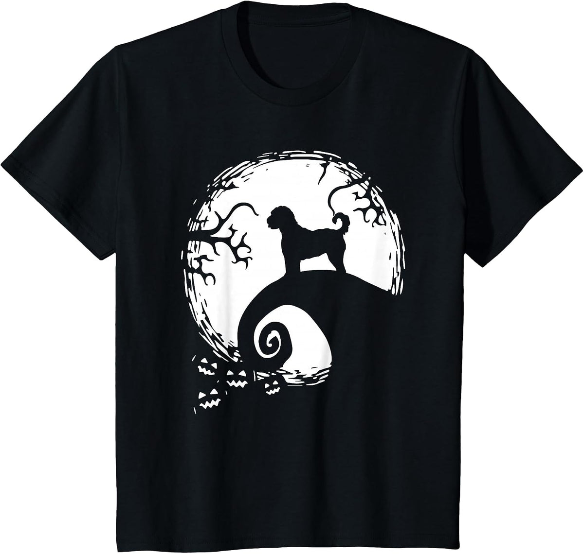 Labradoodle and Moon Halloween T-Shirt - Black