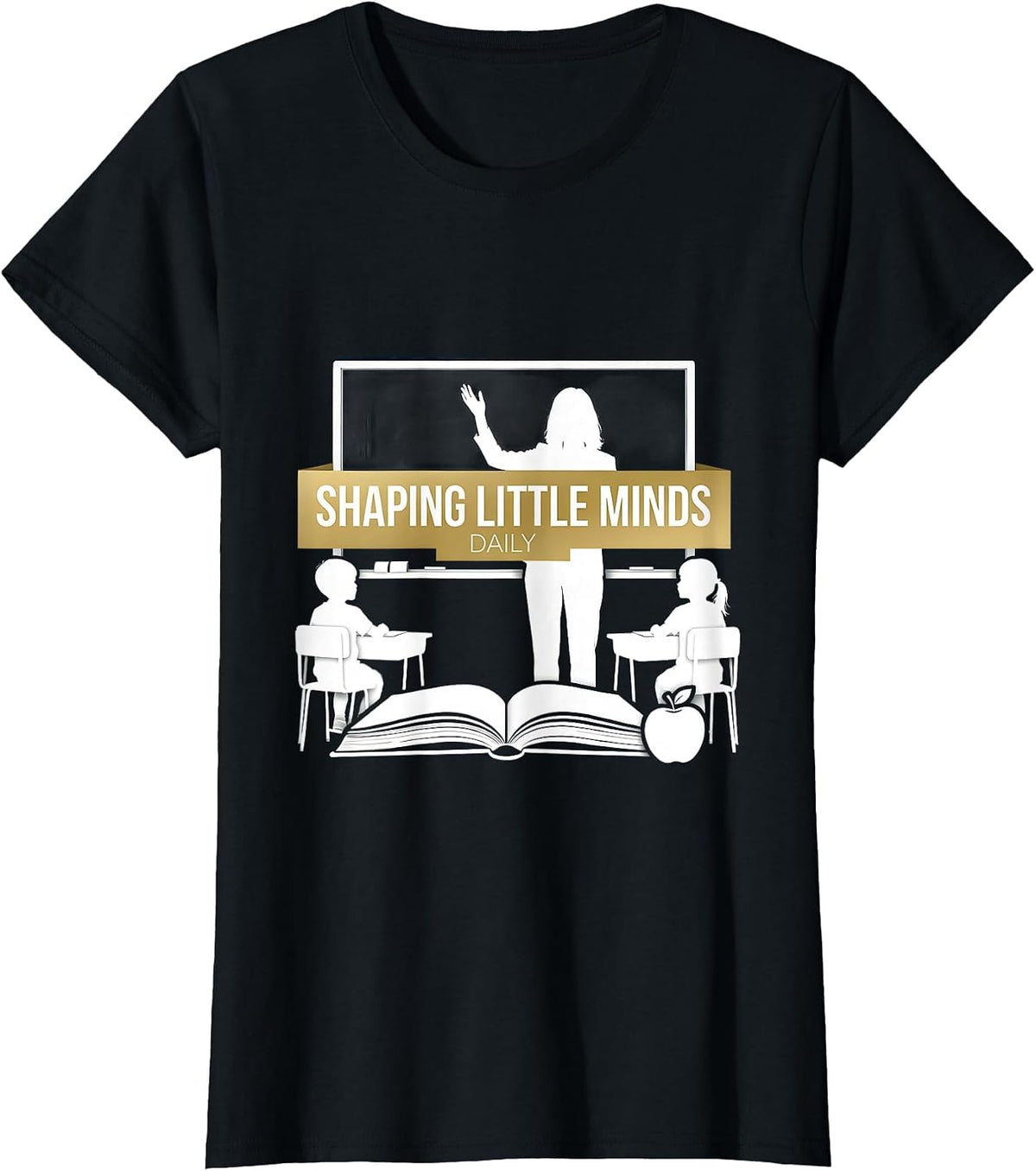Shaping Little Minds Daily Elementary Teacher T-Shirt - Black