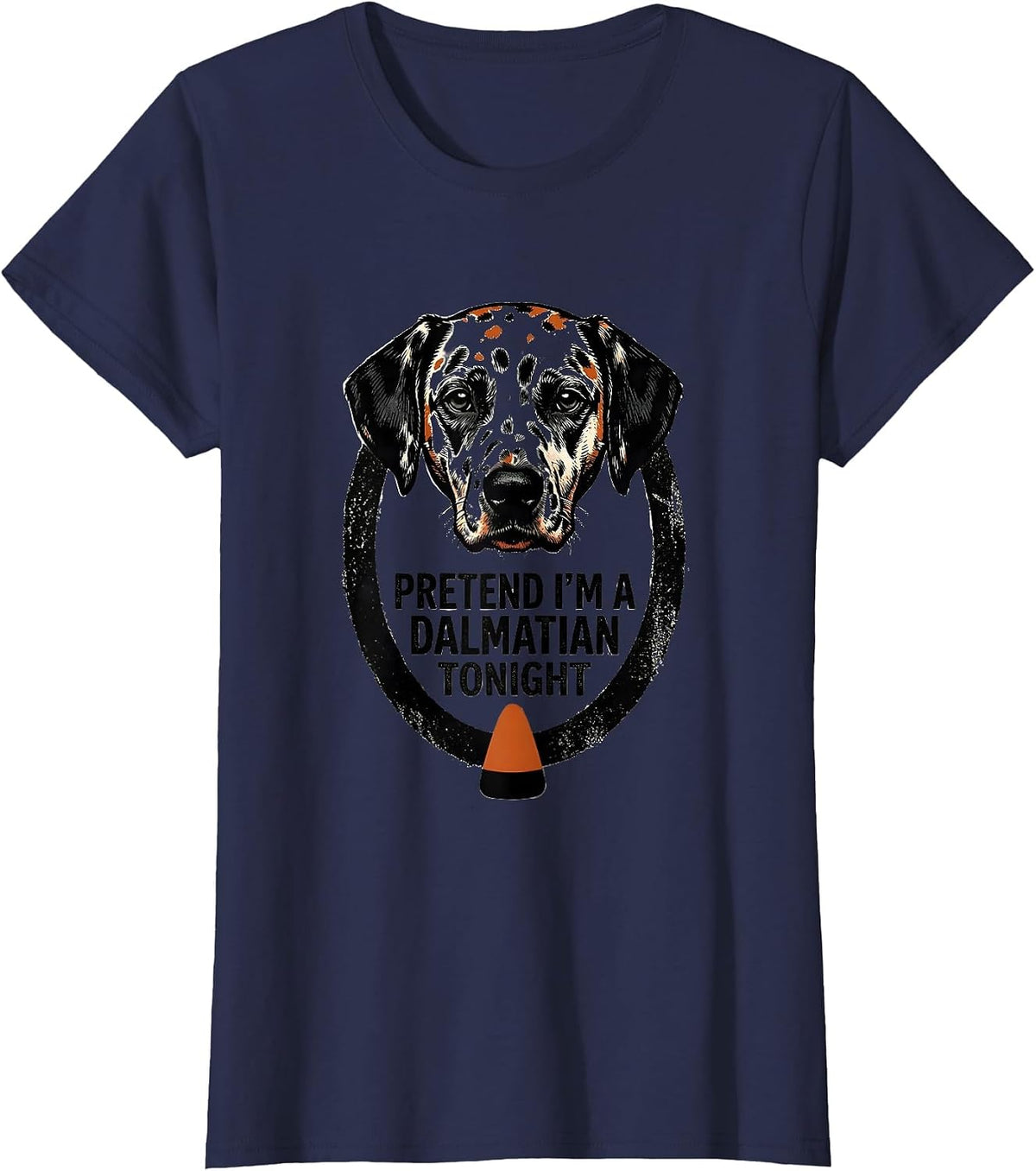 Women's Pretend I'm A Dalmatian Tonight Funny Dalmatian Halloween T-Shirt - Navy Blue