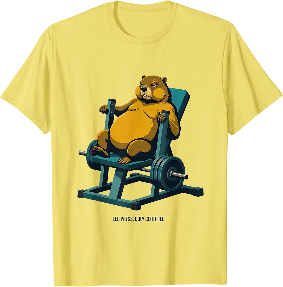 Men's Leg Press Duly Certified Funny Gym Workout Weightlifting T-Shirt - Lemon Yellow