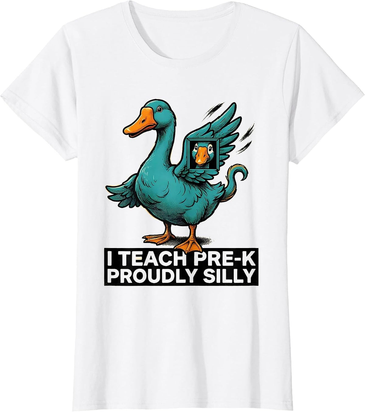 Women's I Teach Pre-K, Proudly Silly Funny Preschool Teacher Back T-Shirt - White