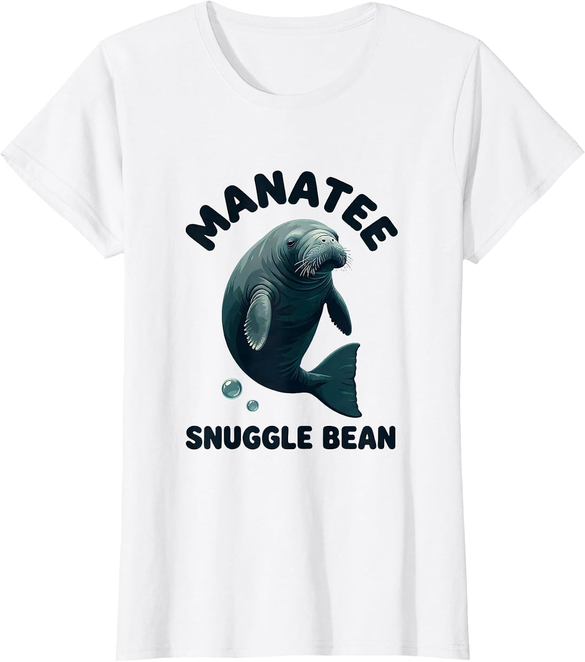 Manatee Snuggle Bean Funny Sea Animal Lover Gift T-Shirt - White