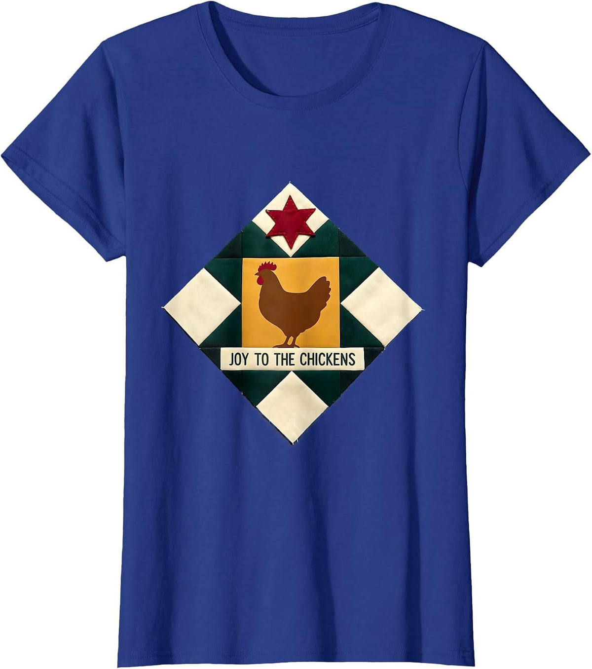 Women's Joy To The Chickens Funny Farm Christmas Chicken Lover Gift T-Shirt - Royal Blue