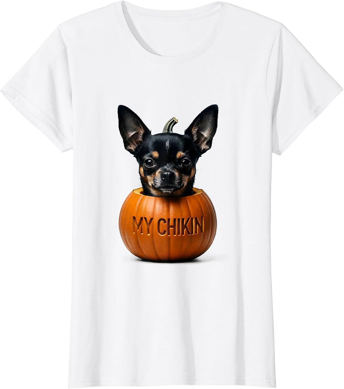 My Chikin Minimalist Chihuahua Halloween Pumpkin Dog Lover T-Shirt - White