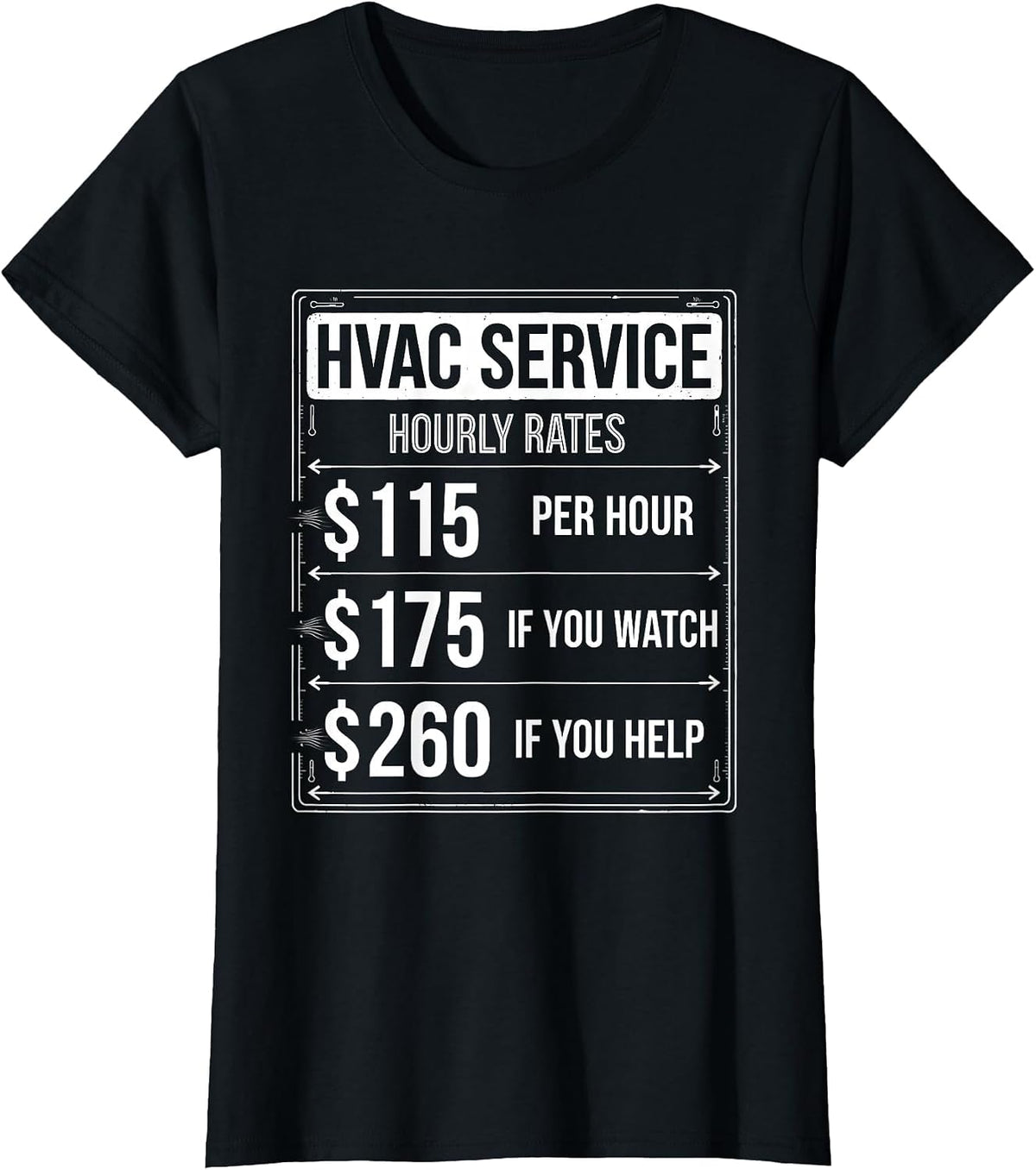 Women's HVAC Hourly Rates Funny Technician Trade Humor T-Shirt - Black