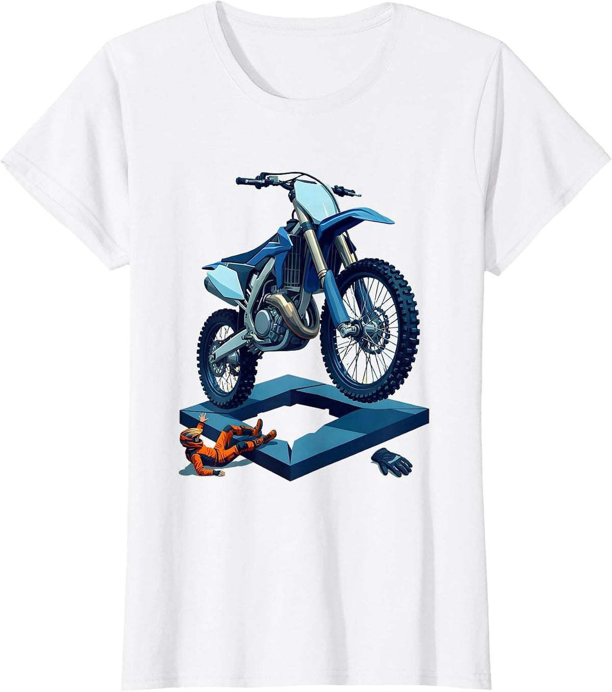 Women's Motocross Bike Crash Humor Dirt Bike Rider Gift T-Shirt - White