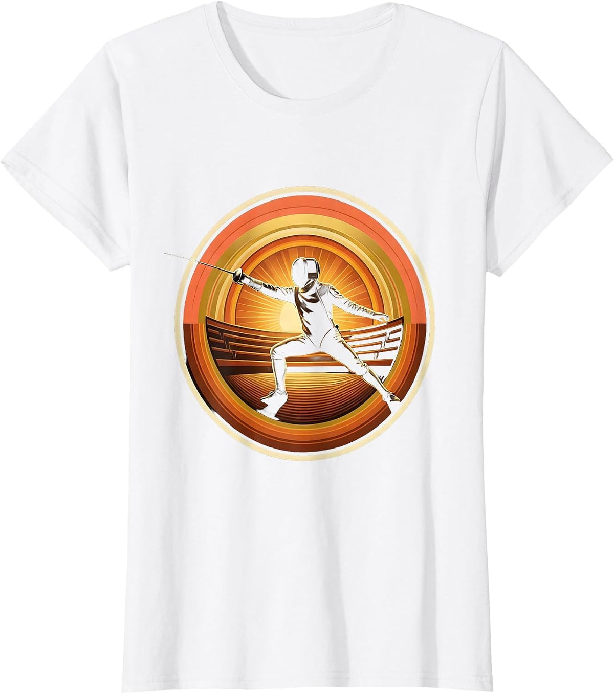 Fencing Lunge Graphic - Fencer with Extended Blade T-Shirt - White