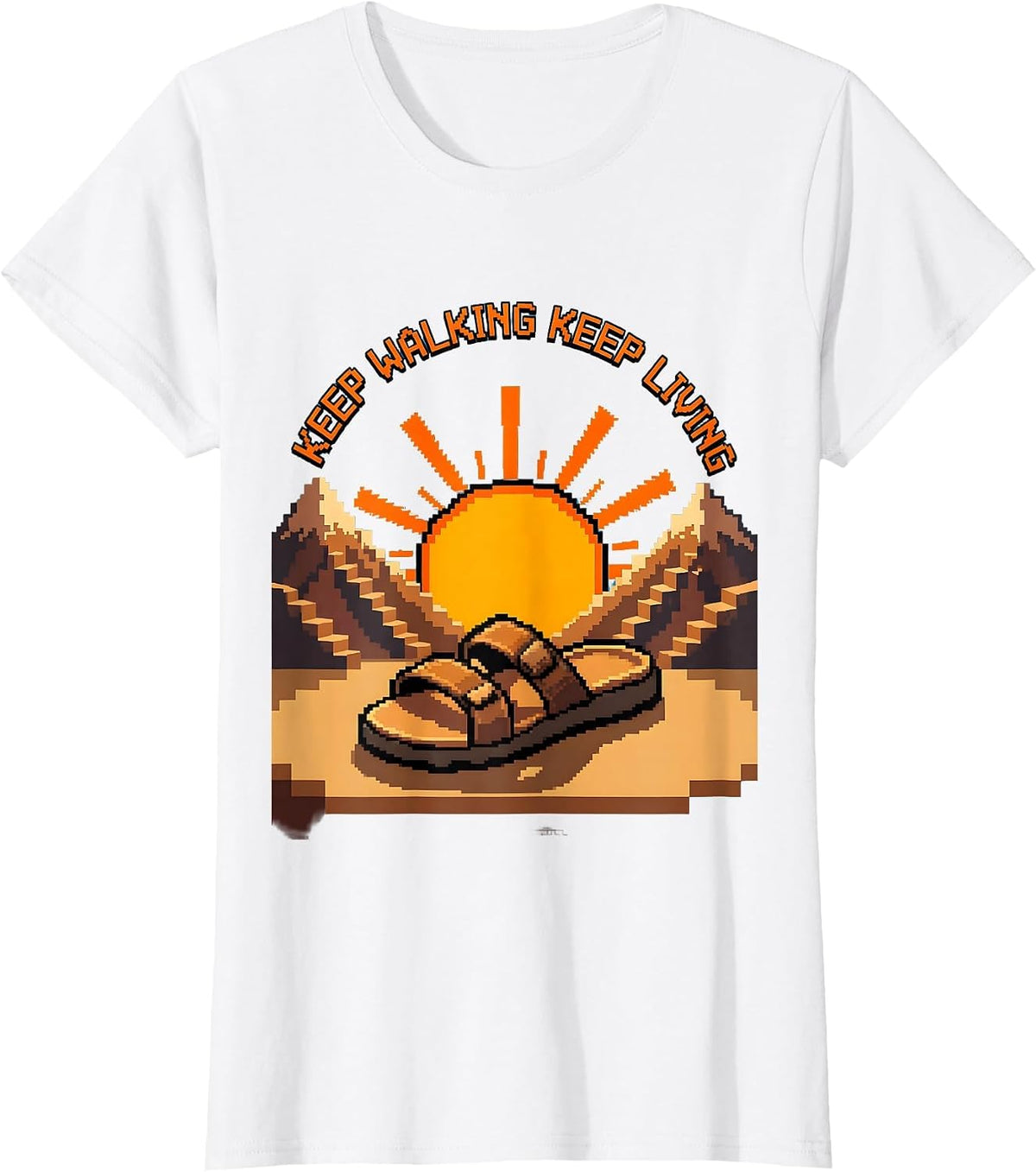 Keep Walking Keep Living Outdoor Adventure Sandal T-Shirt - White