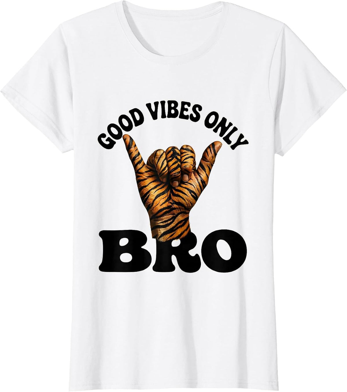 Good Vibes Only Bro Shaka Design T-Shirt - White