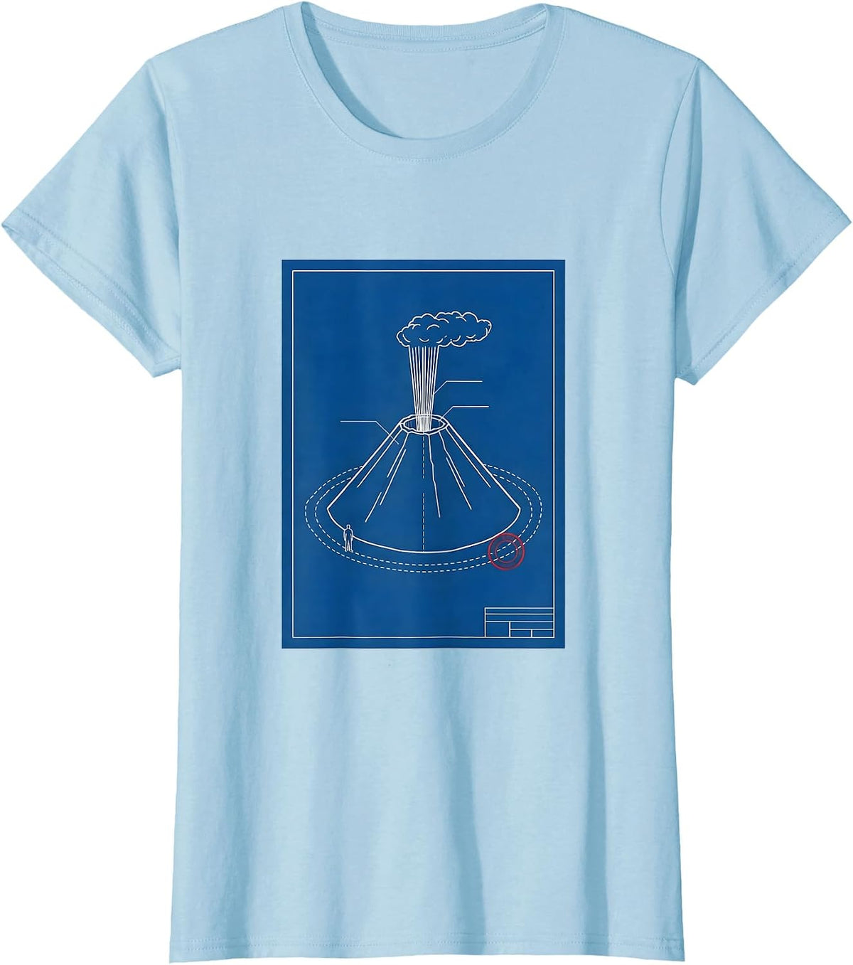 Vesuvius Cutaway Volcano History Humor T-Shirt - Baby Blue