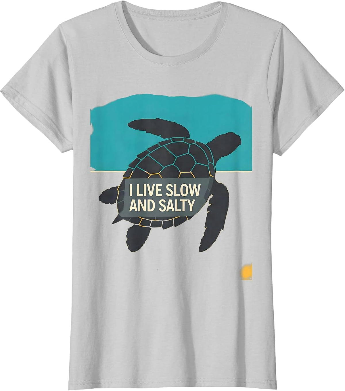 Women's I Live Slow And Salty Funny Sea Turtle Lover Beach Humor T-Shirt - Silver Grey