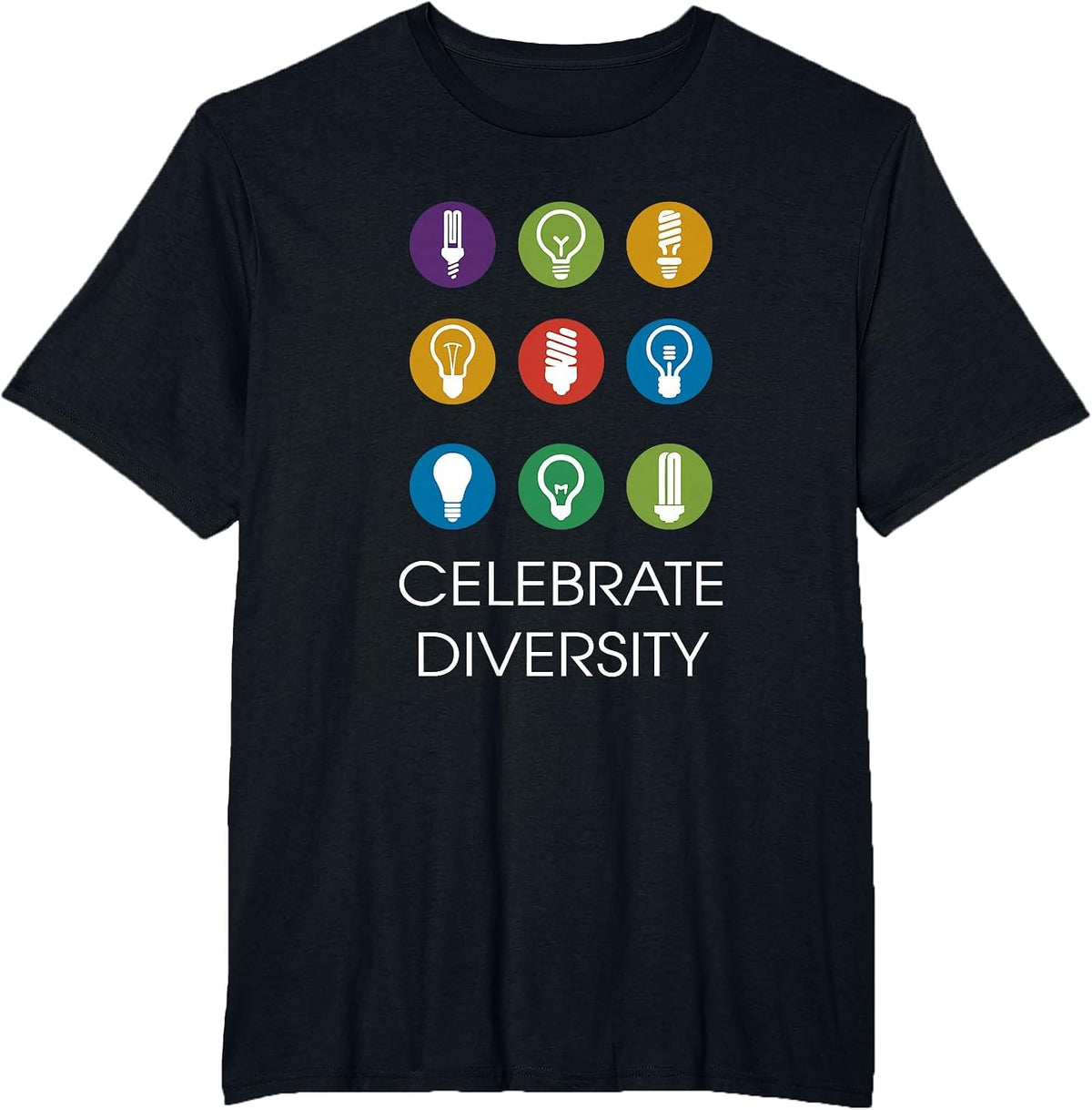 Electrician Dad Celebrate Diversity Light Bulbs Electricity T-Shirt - Black