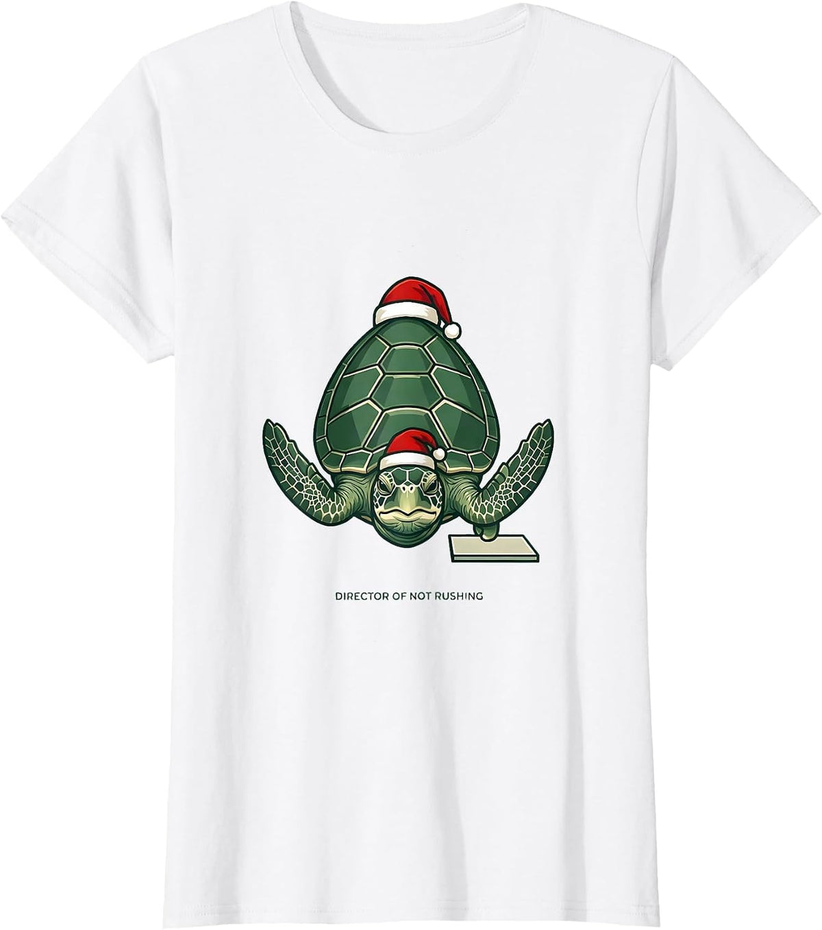 Director of Not Rushing Minimalist Sea Turtle Santa Hat T-Shirt - White
