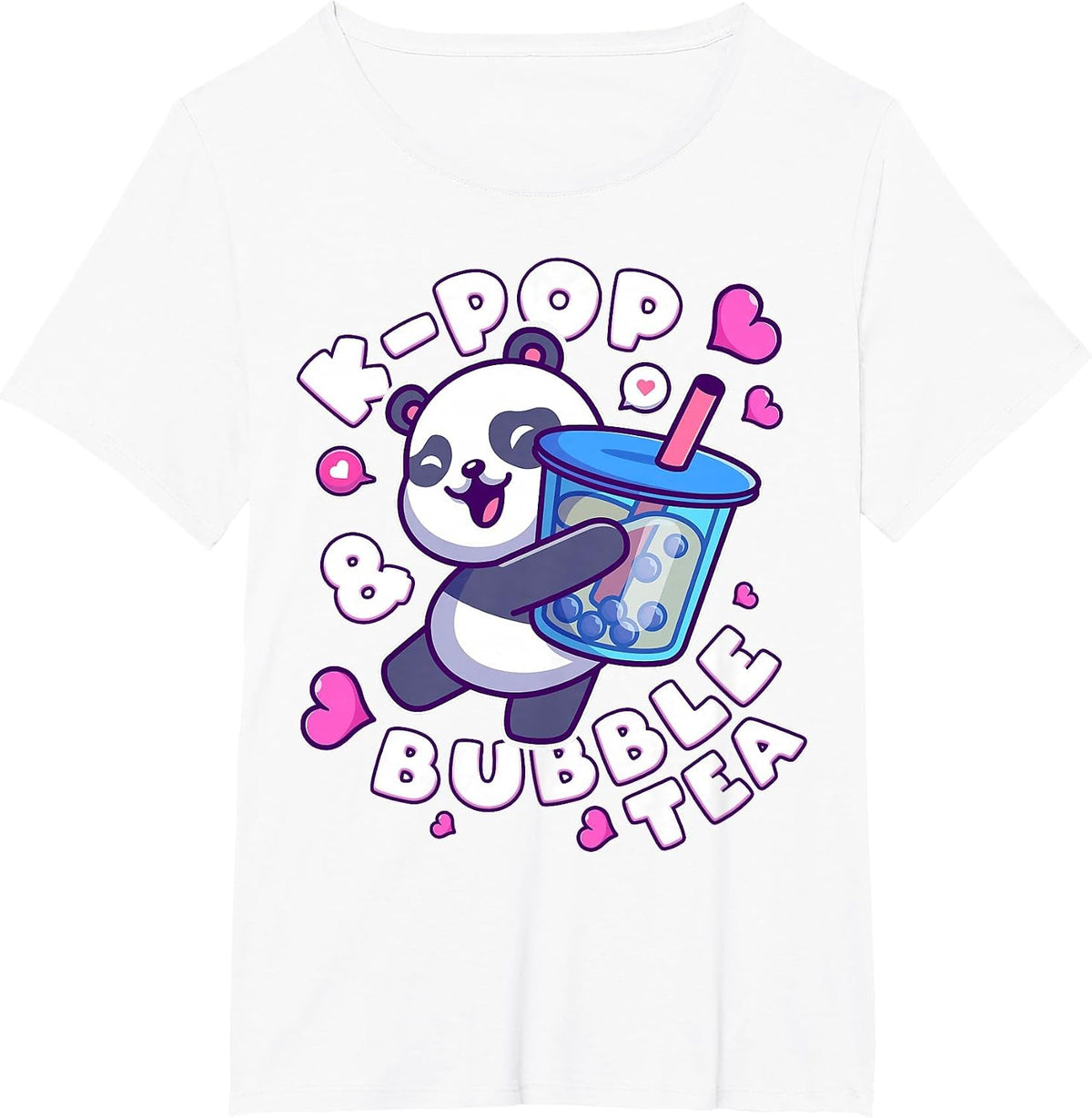Panda K-Pop & Bubble Tea Korean Music Cute T-Shirt - White