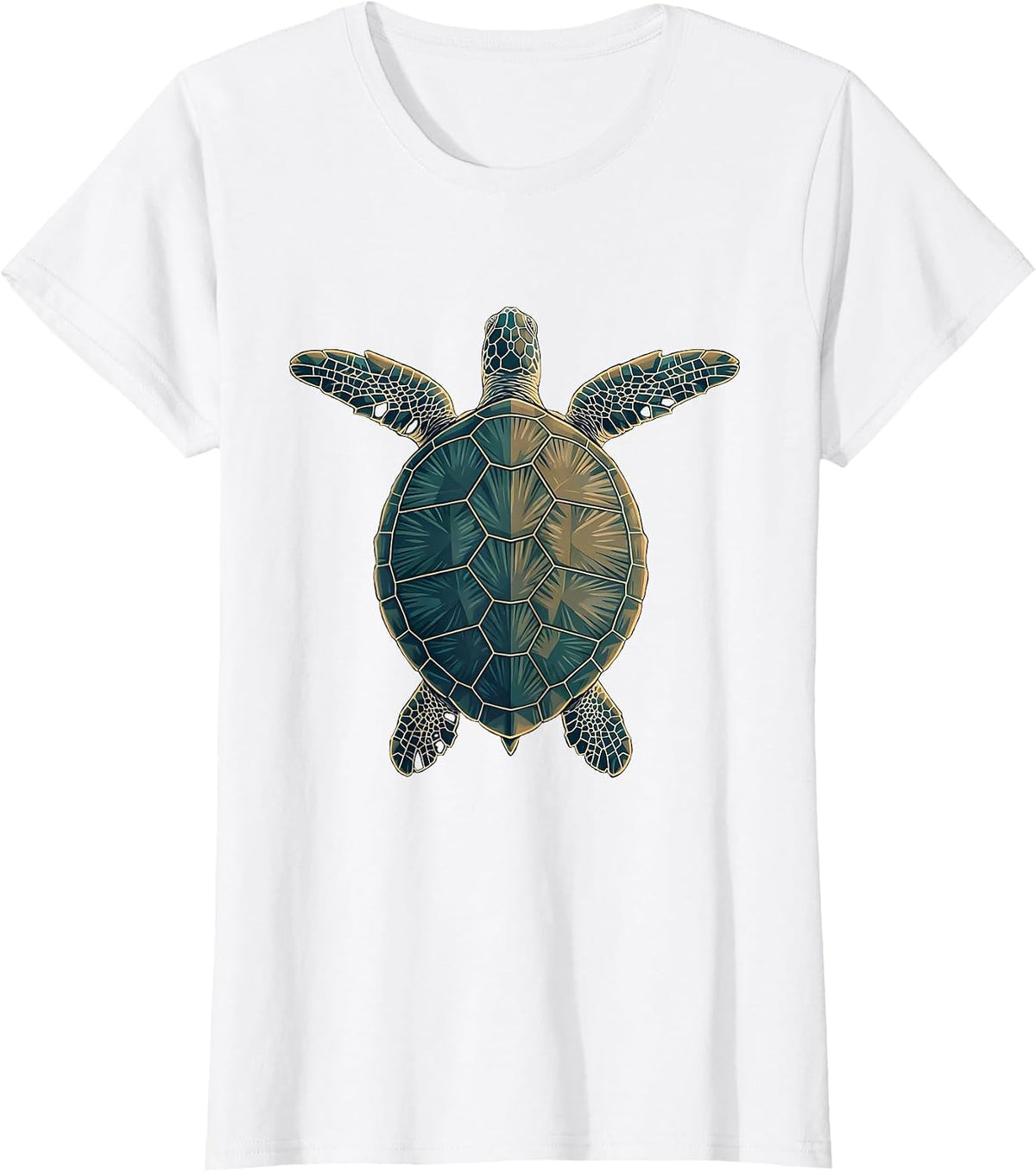 Sea Turtle Underwater View From Below Design T-Shirt - White