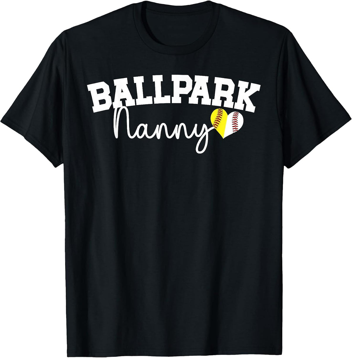 Ballpark Nanny Grandma Softball Baseball Nanny of Ballers T-Shirt - Black