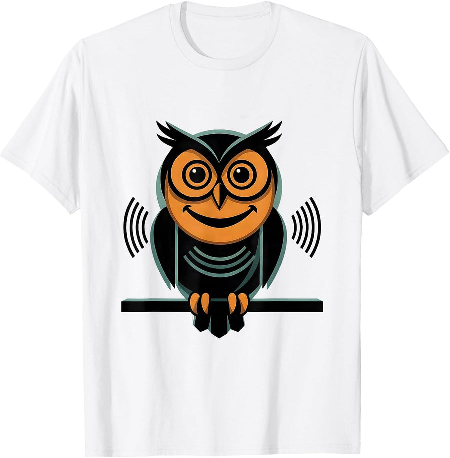 Men's Owl Comedy Mask Bird Lover Humor Animal Enthusiast T-Shirt - White
