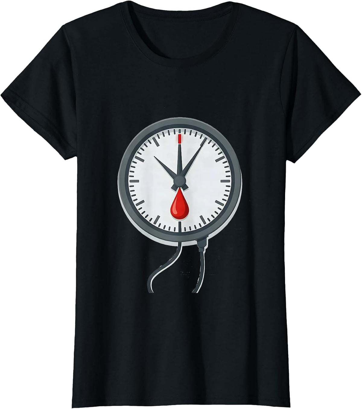 Women's IV Flow-Rate Regulator Clock Nurse Crew New Year Eve Party T-Shirt - Black