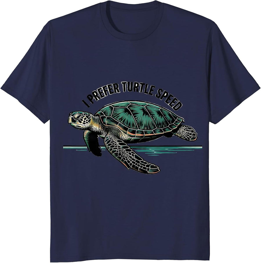 I Prefer Turtle Speed Funny Sea Turtle Lover Tattoo Design T-Shirt - Navy Blue