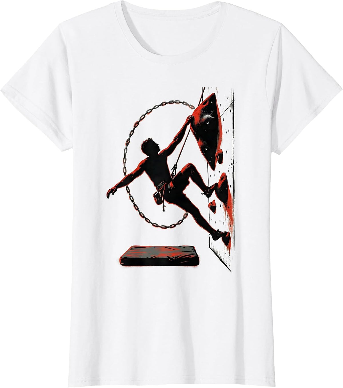 Women's Climbing Silhouette Bouldering Enthusiast Humor T-Shirt - White