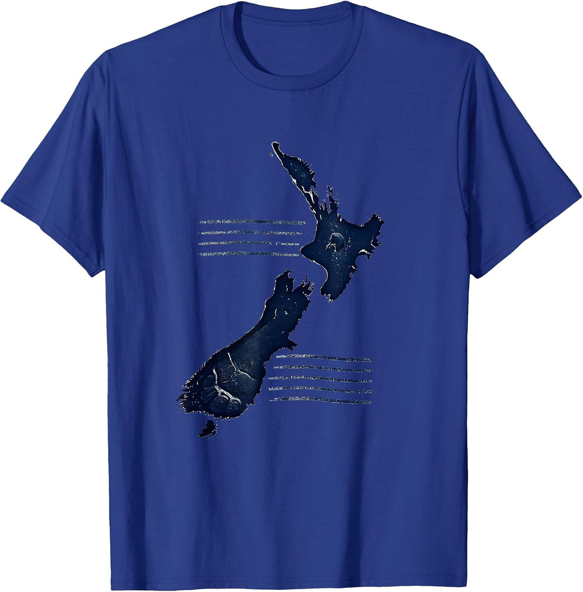 Men's New Zealand Map Rubber Stamp Kiwi Pride Gift T-Shirt - Royal Blue
