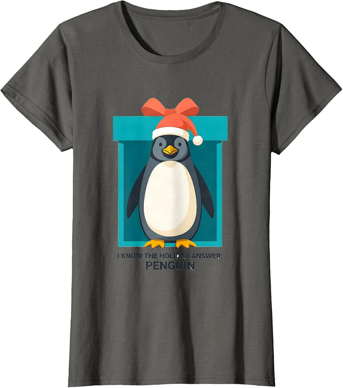 Women's I Know The Holiday Answer: Penguin Funny Penguin Lover T-Shirt - Asphalt Grey