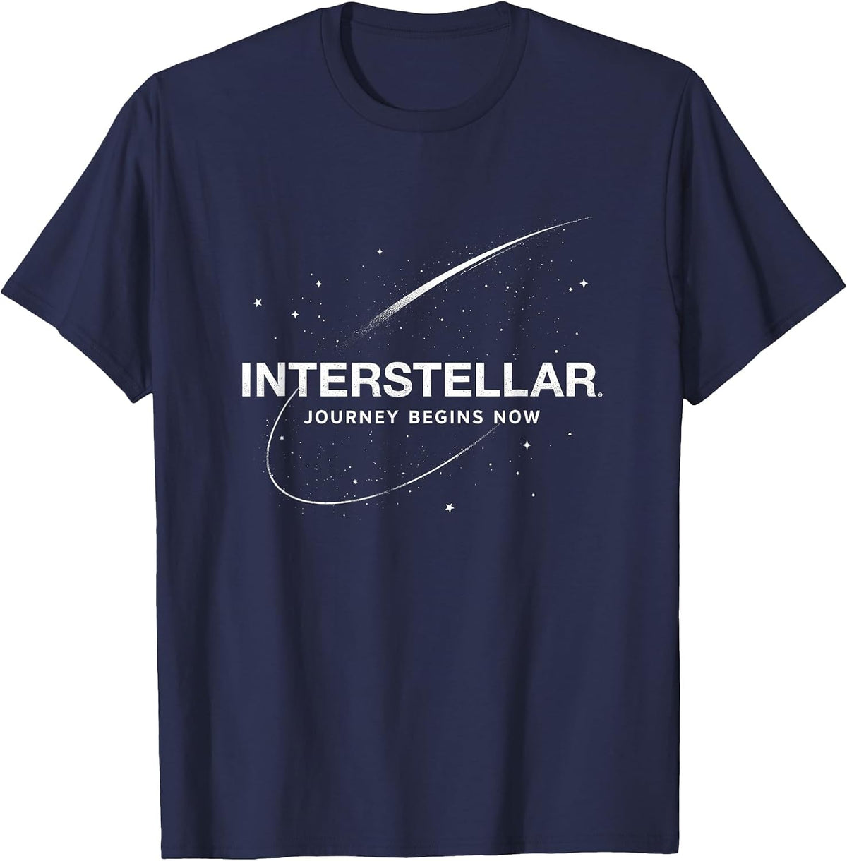 Interstellar Journey Begins Now Space Adventure T-Shirt - Navy Blue