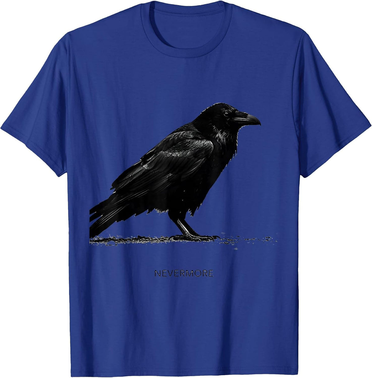 Nevermore Raven Silhouette Gothic Bird Enthusiast Dark Humor T-Shirt - Royal Blue