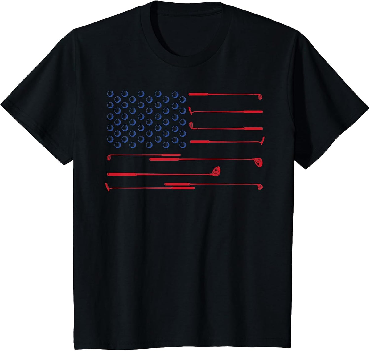 American Flag Golf Club Patriotic 4th of July Memorial Day T-Shirt - Black
