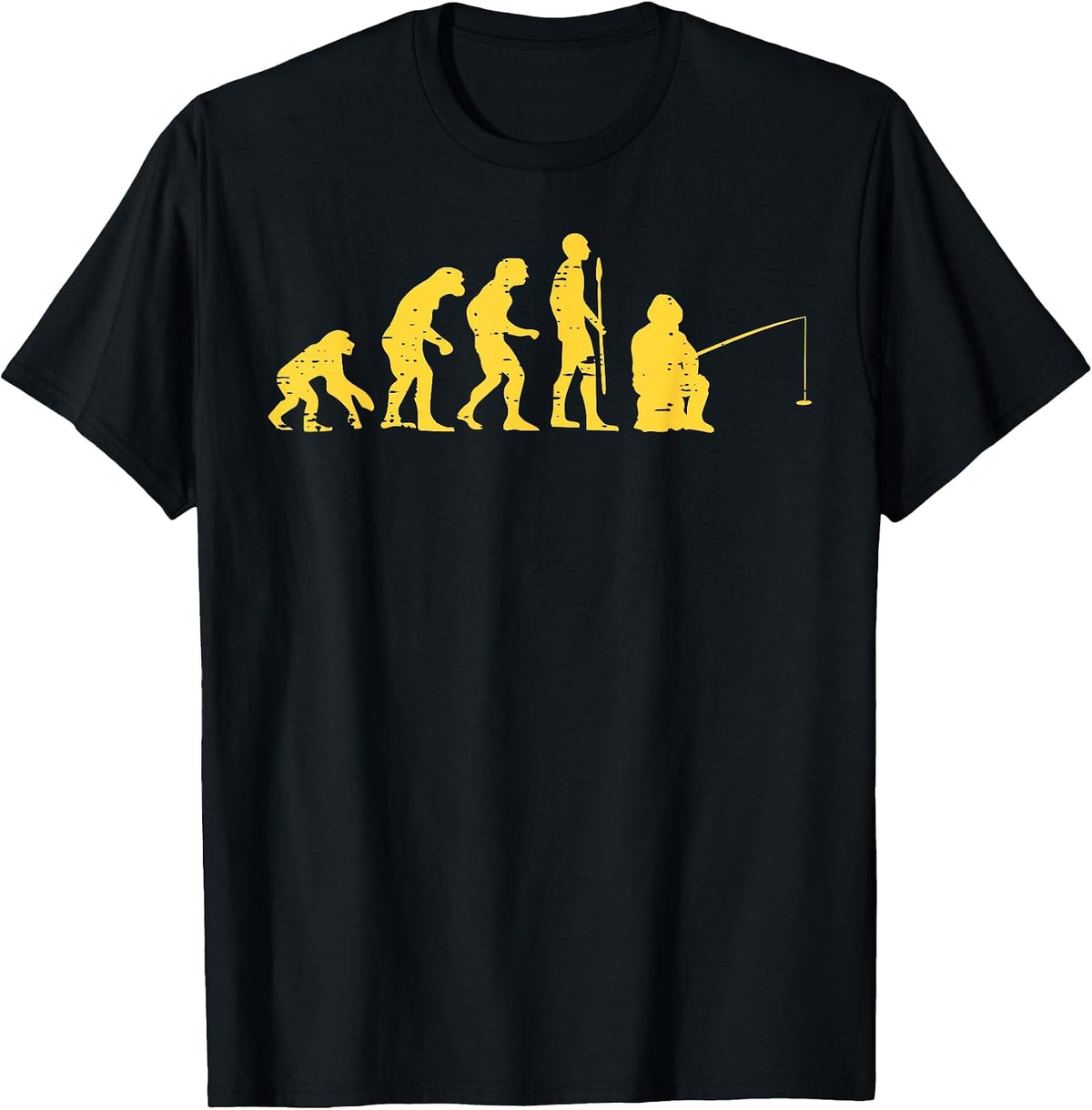 Human Evolution Fishing Funny Fisherman Men Women Kids Youth T-Shirt - Black