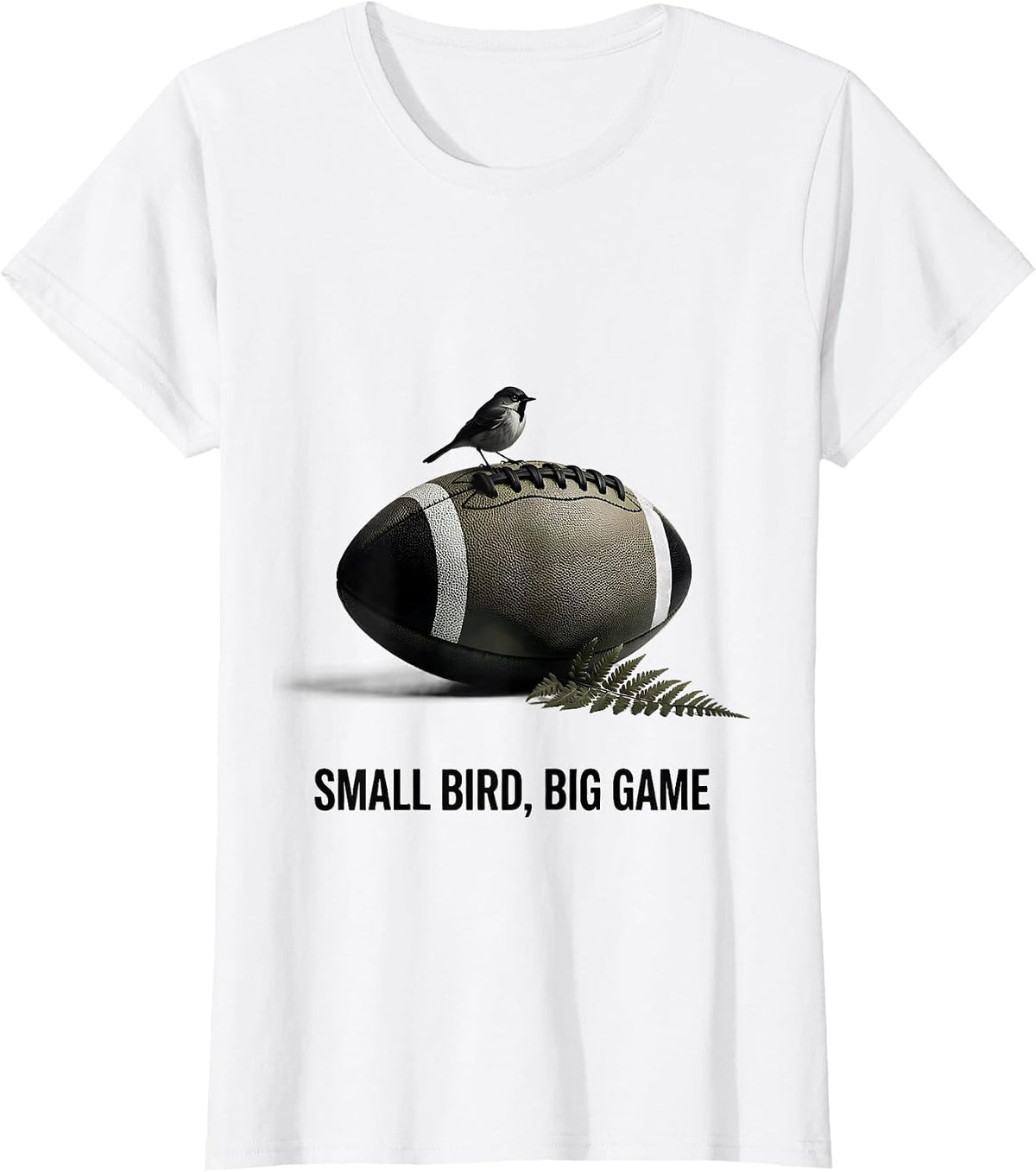 Small Bird Big Game Rugby Fan New Zealand Fern Pride T-Shirt - White