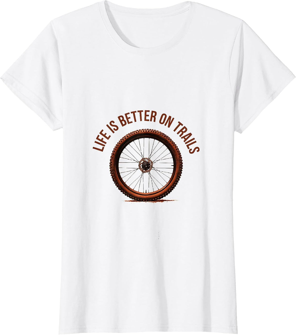 Life Is Better On Trails Mountain Bike Design T-Shirt - White