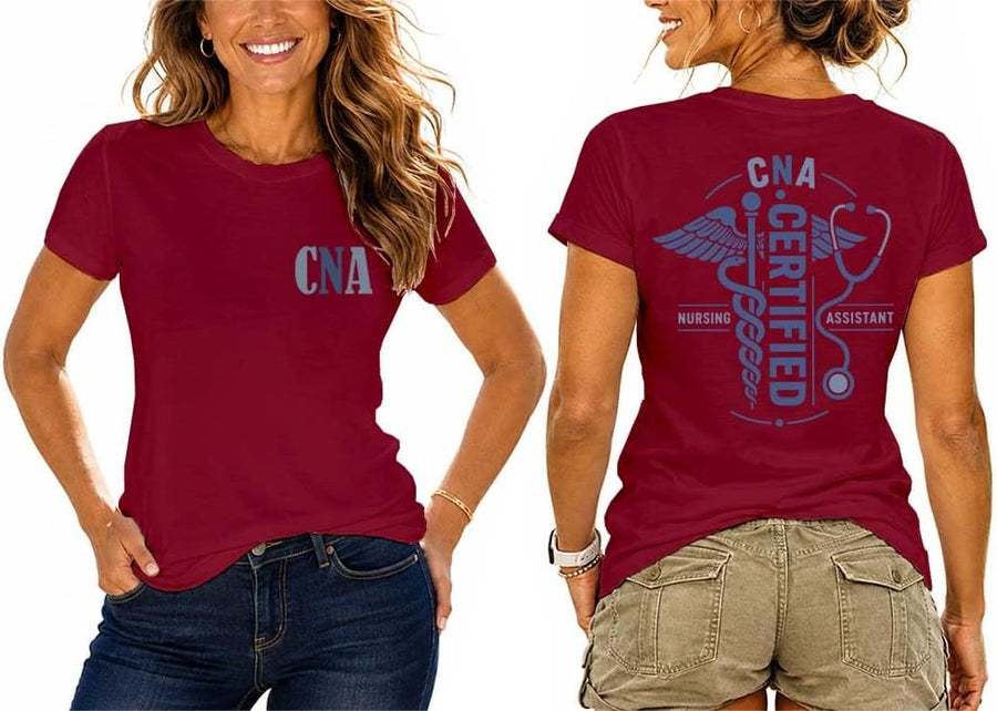 CNA Shirts for Women CNA Tshirt Certifieds Nursing Assistant Shirt - Wine