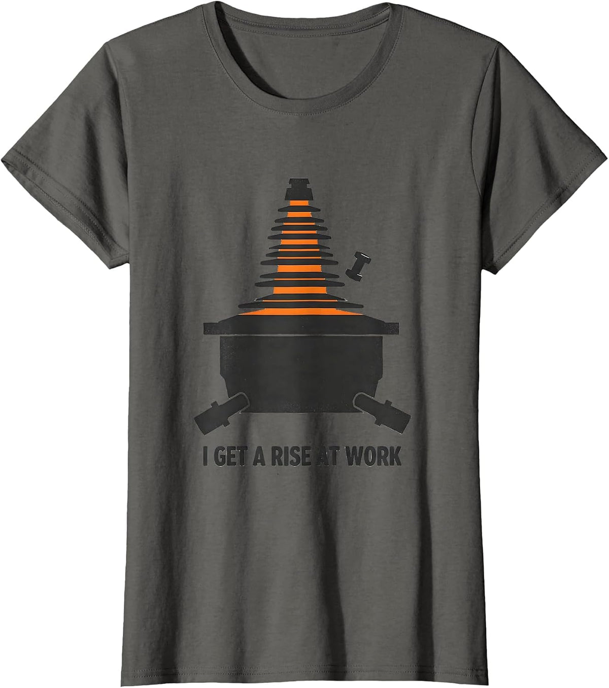 Women's I Get A Rise At Work Funny Electrician Skeleton Lineman Gift T-Shirt - Asphalt Grey
