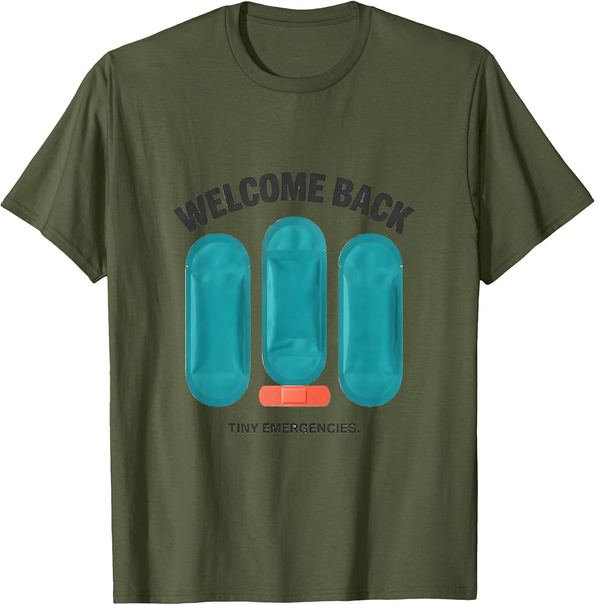 Men's Welcome Back Tiny Emergencies Cute School Nurse Ice Pack T-Shirt - Olive Green