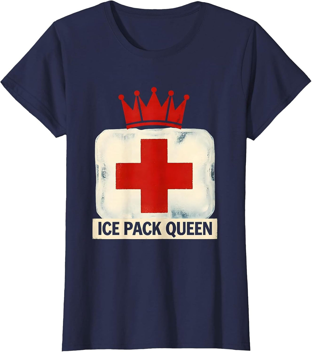 Women's Ice Pack Queen School Nurse Design T-Shirt - Navy Blue