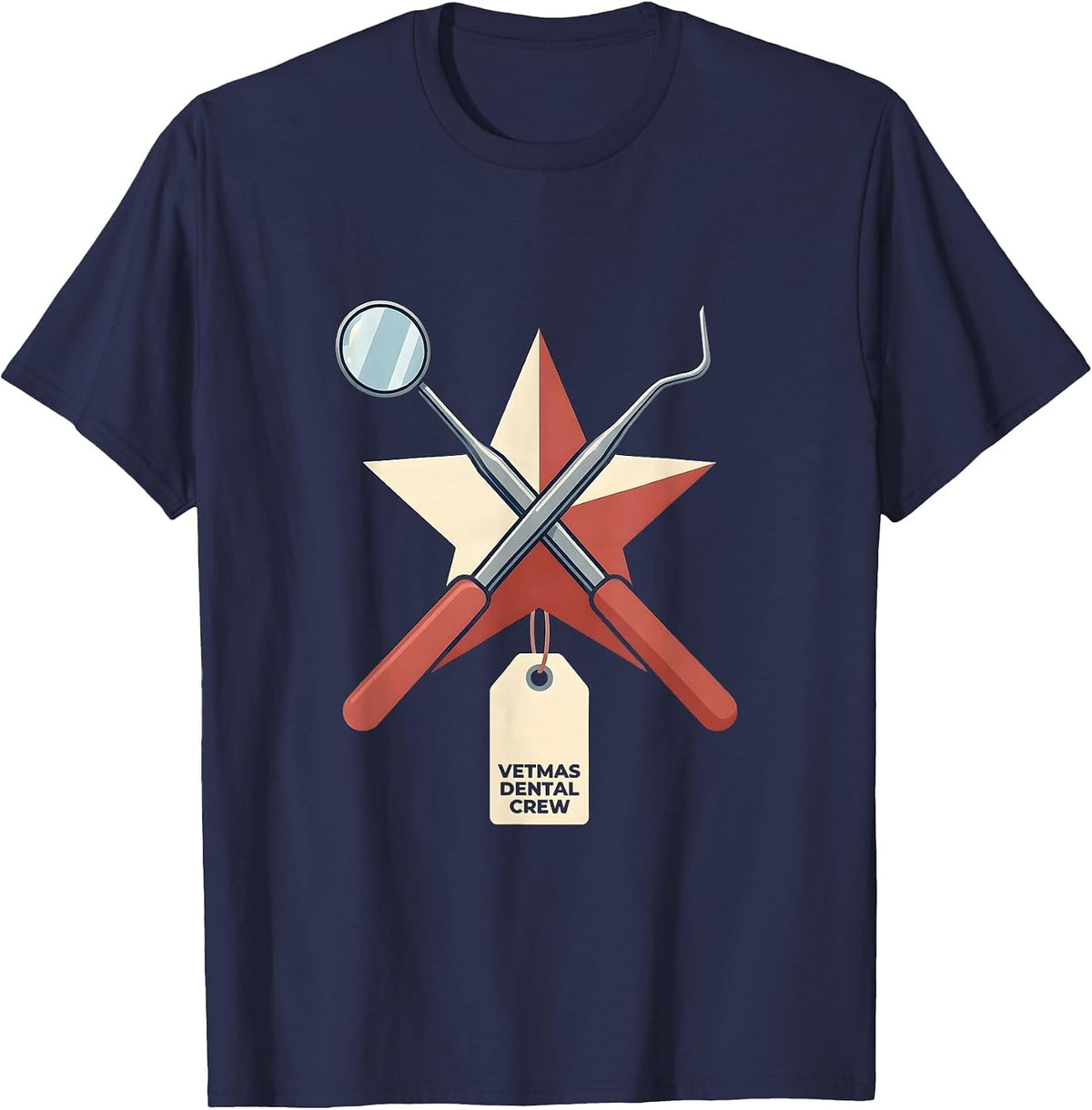 Vetmas Dental Crew Funny Vet Tech Christmas Veterinary Crew T-Shirt - Navy Blue