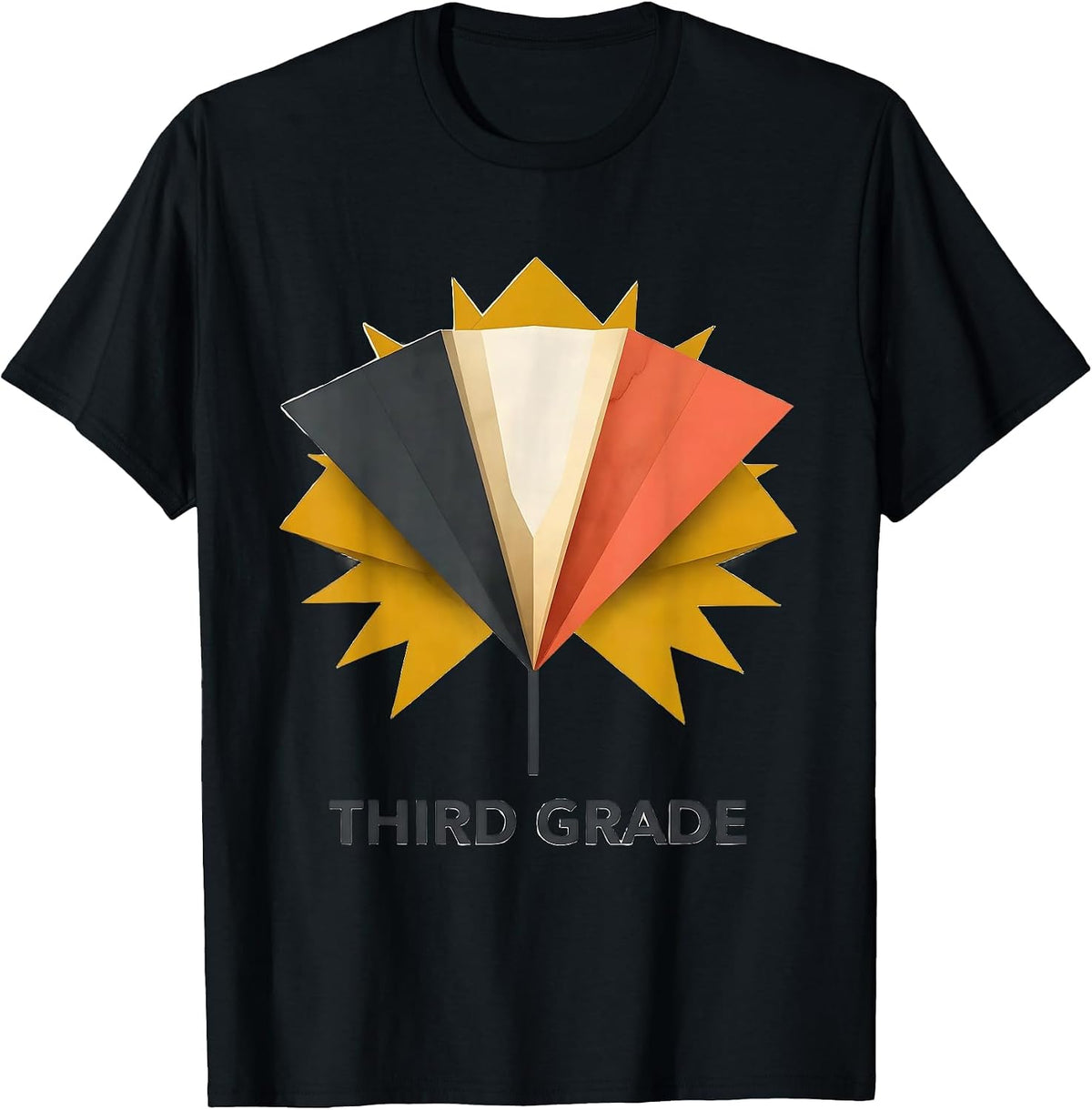 Men's Third Grade Midcentury Modern Pennant Back To School Girls T-Shirt - Black