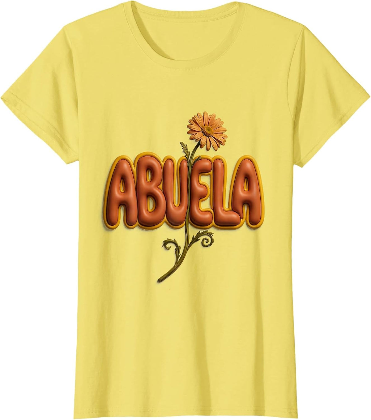 Abuela Groovy Bubble Letterform Grandparent Day Gift T-Shirt - Lemon Yellow