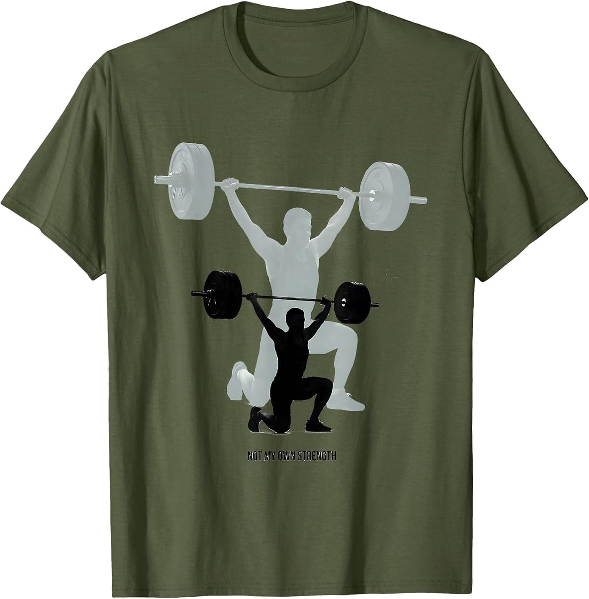 Men's Not My Own Strength Faith Fitness Gym Christian Lifter T-Shirt - Olive Green