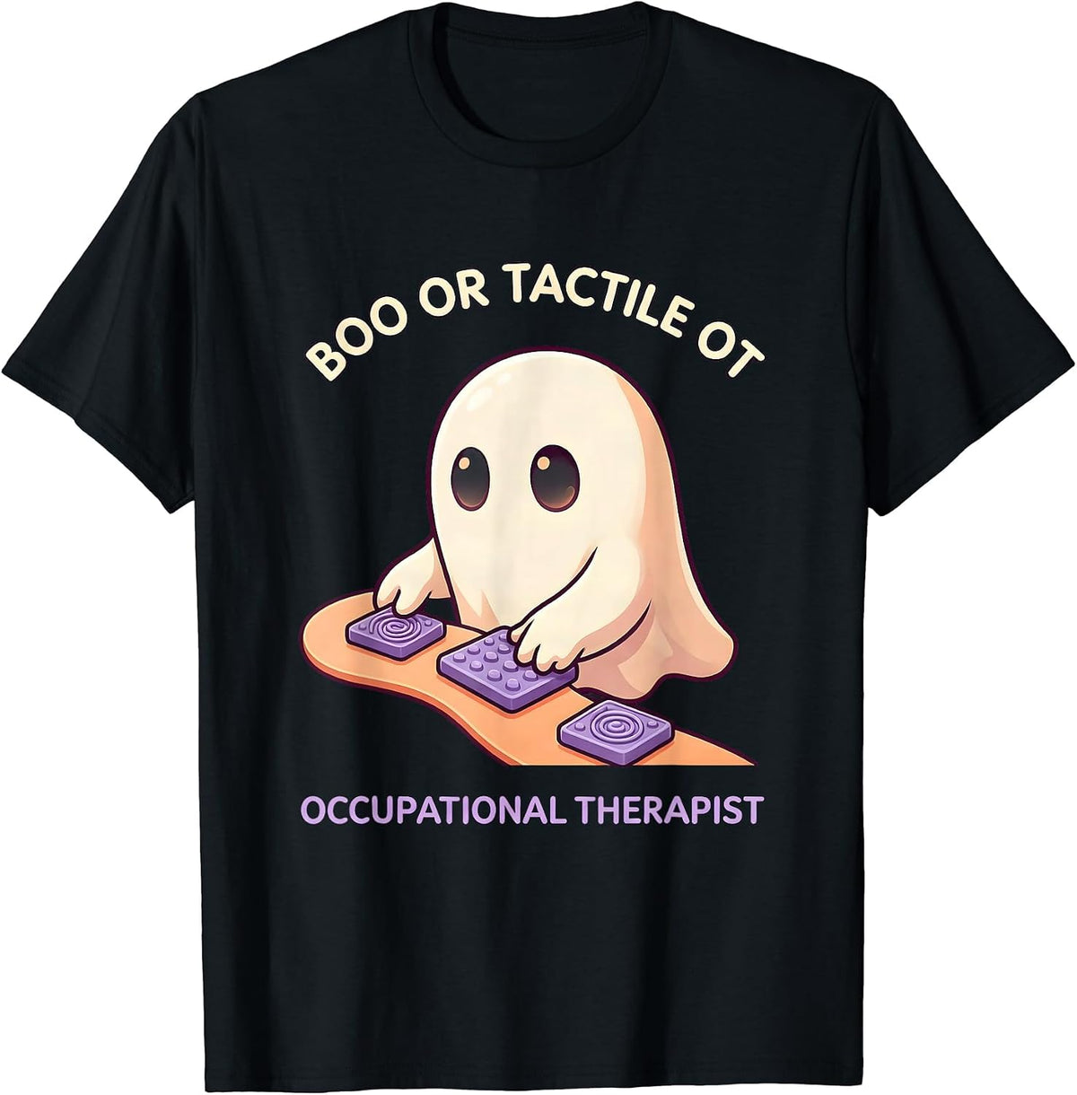 Men's Boo Or Tactile OT Cute Kawaii Ghost Occupational Therapist T-Shirt - Black