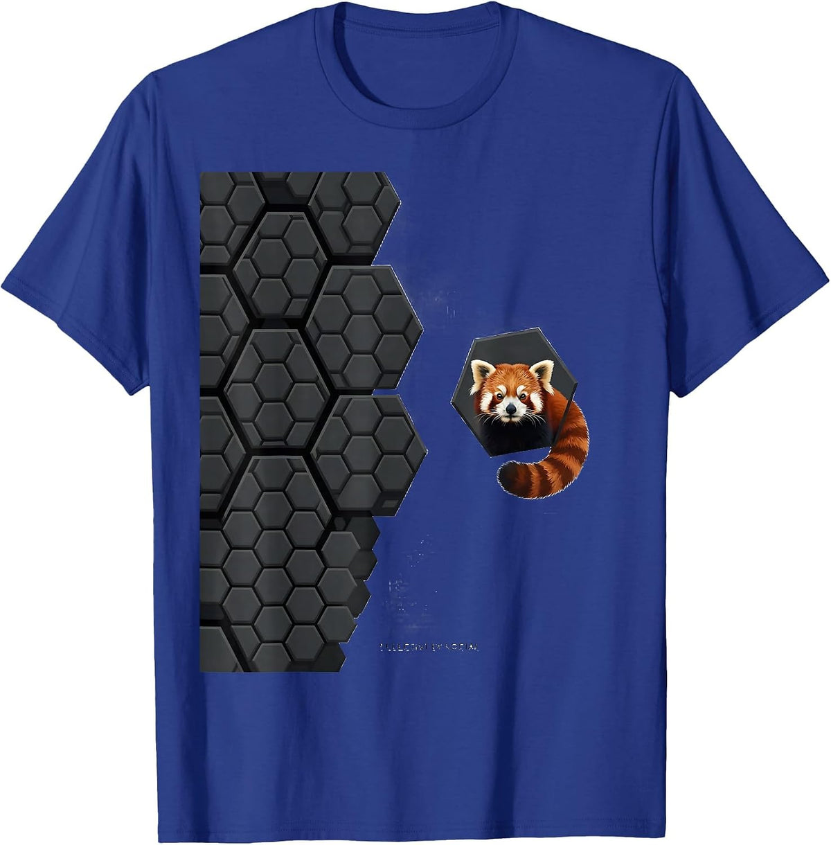 Selectively Social Geometric Retro Novelty Red Panda Lover T-Shirt - Royal Blue