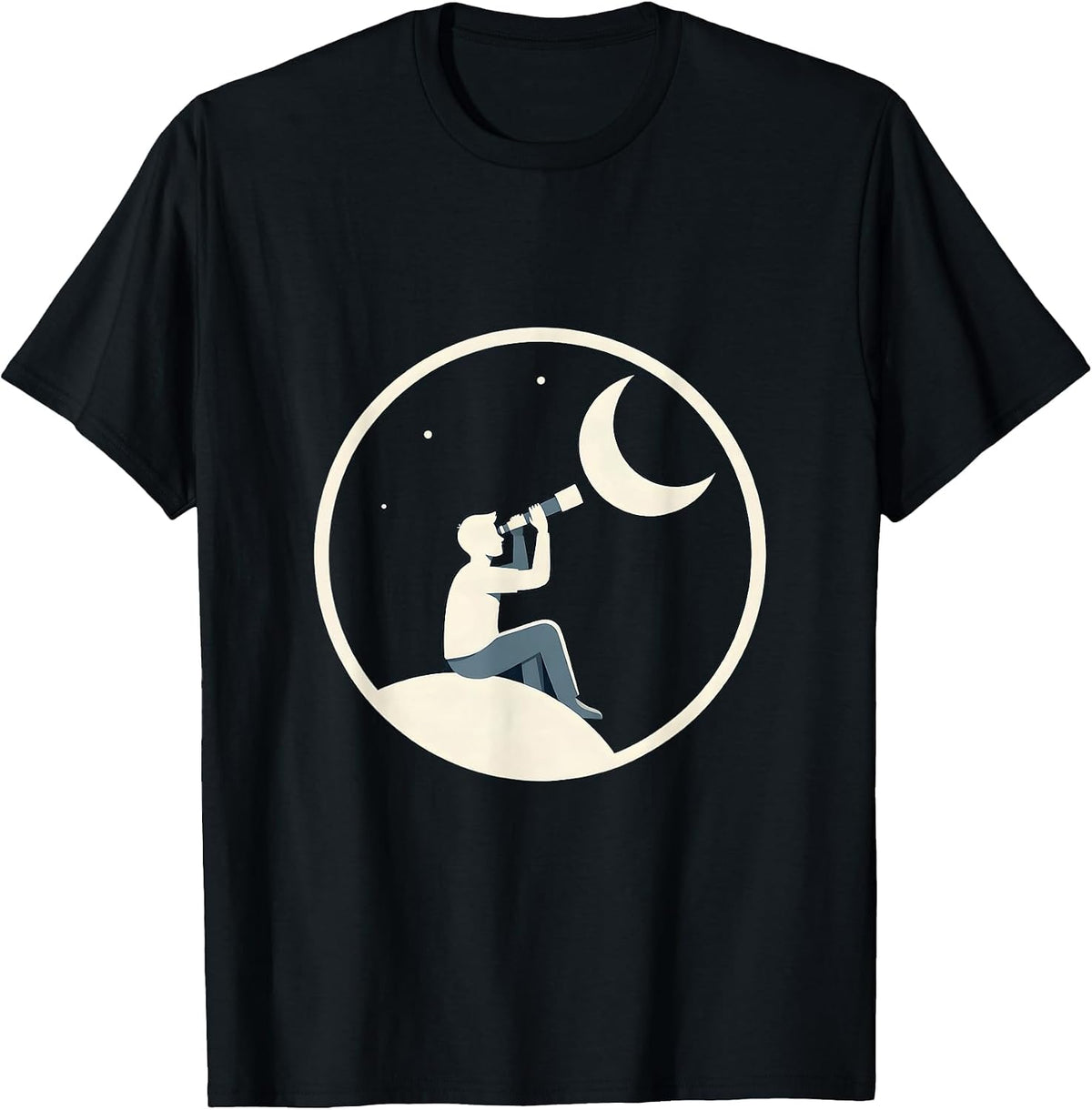 Men's Stargazing Telescope Night Sky Astronomy Design T-Shirt - Black