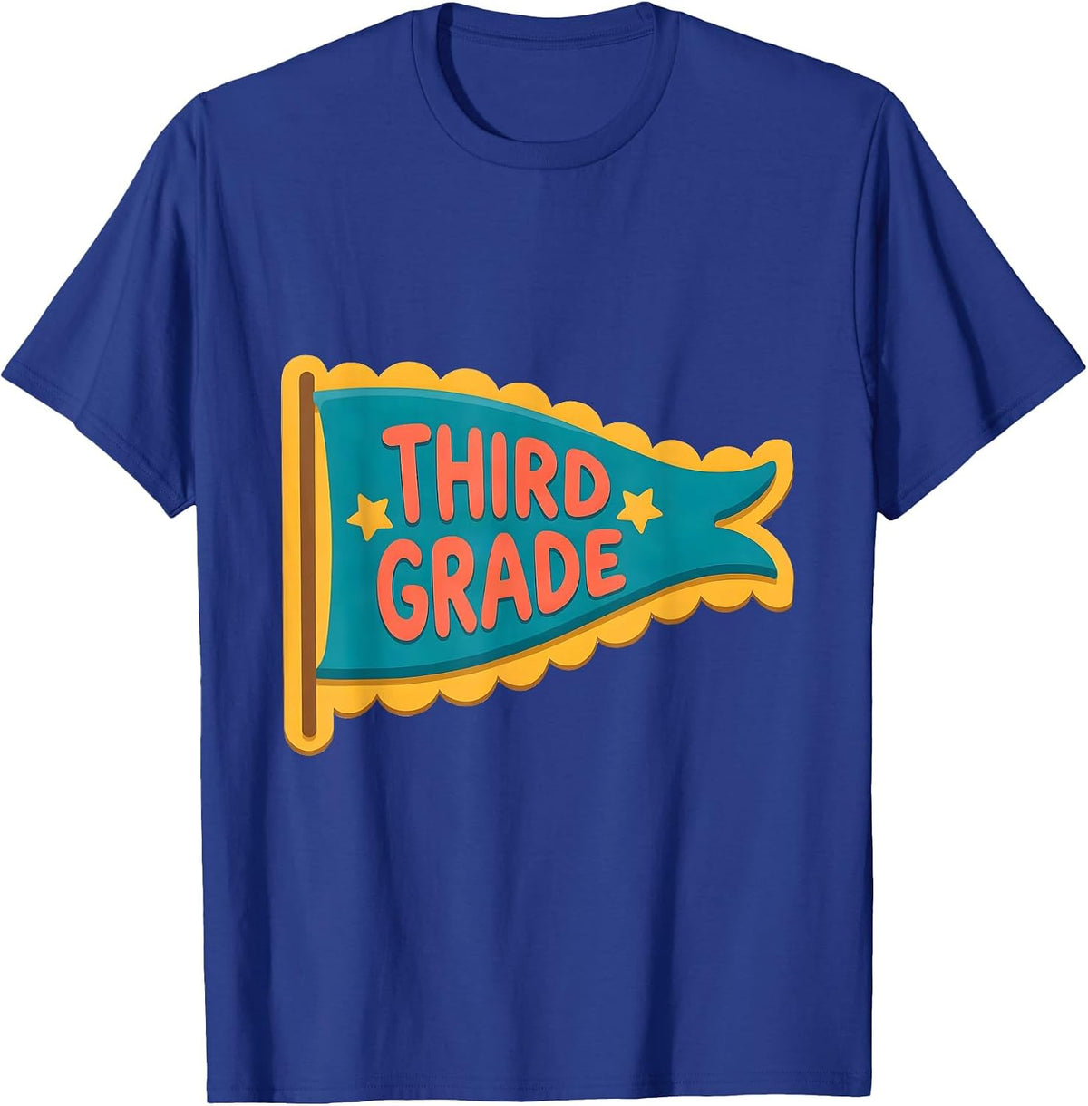 Men's Third Grade Flat Vector Pennant Back To School Girl T-Shirt - Royal Blue
